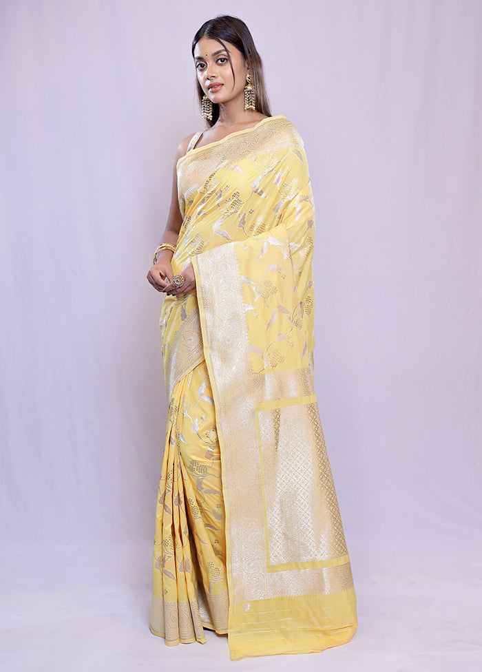 Yellow Uppada Silk Saree With Blouse Piece - Indian Silk House Agencies