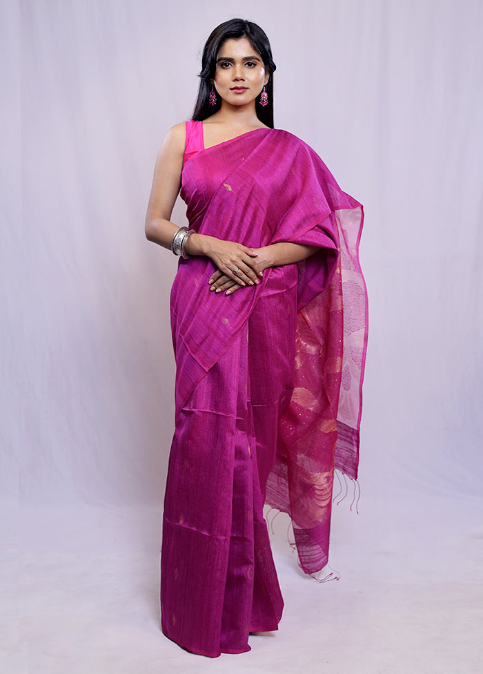 Pink Matka Pure Silk Saree With Blouse Piece - Indian Silk House Agencies