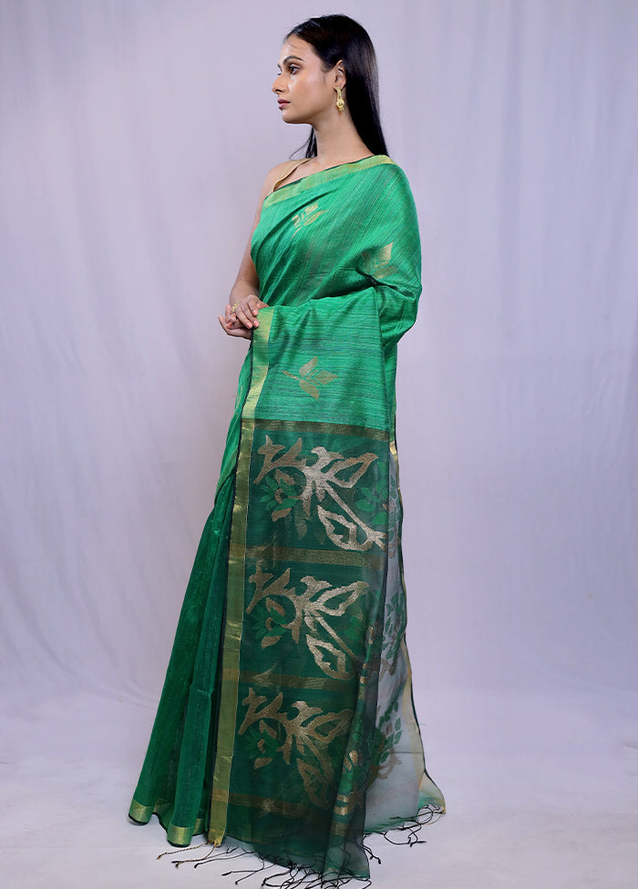 Green Matka Pure Silk Saree With Blouse Piece - Indian Silk House Agencies