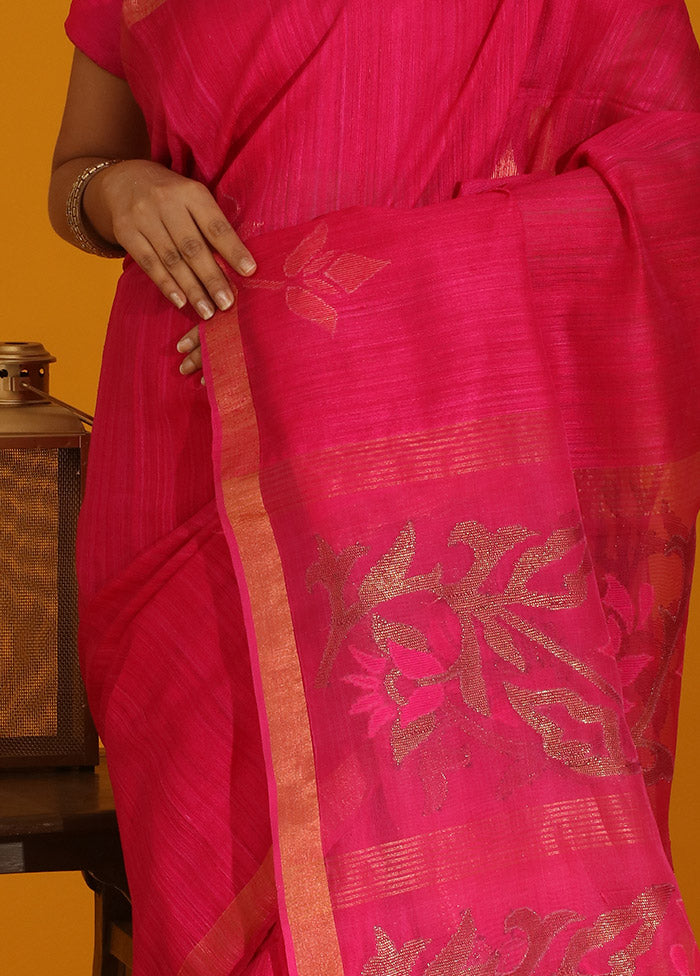 Pink Matka Pure Silk Saree With Blouse Piece - Indian Silk House Agencies