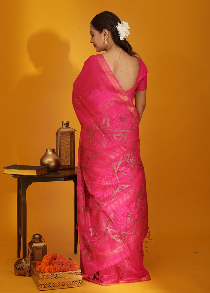 Pink Matka Pure Silk Saree With Blouse Piece - Indian Silk House Agencies