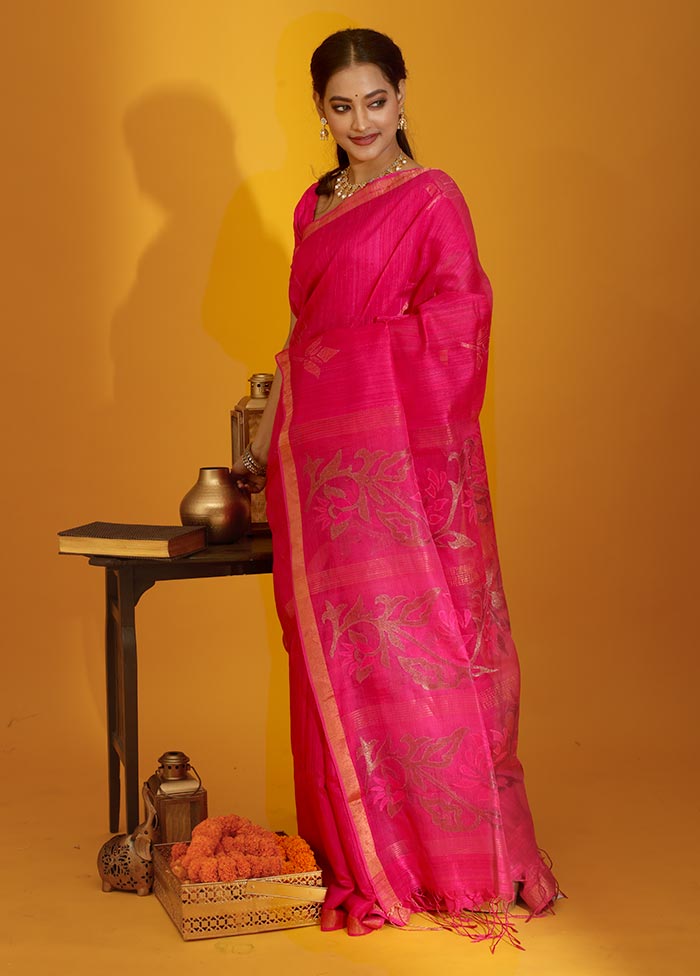 Pink Matka Pure Silk Saree With Blouse Piece - Indian Silk House Agencies