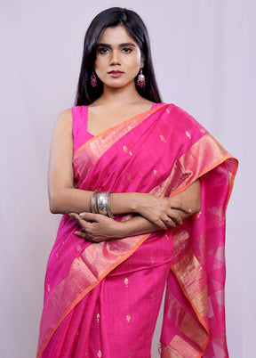 Pink Matka Pure Silk Saree With Blouse Piece - Indian Silk House Agencies