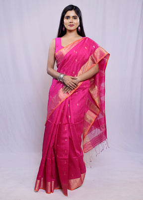 Pink Matka Pure Silk Saree With Blouse Piece - Indian Silk House Agencies