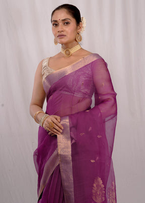 Purple Matka Pure Silk Saree With Blouse Piece - Indian Silk House Agencies