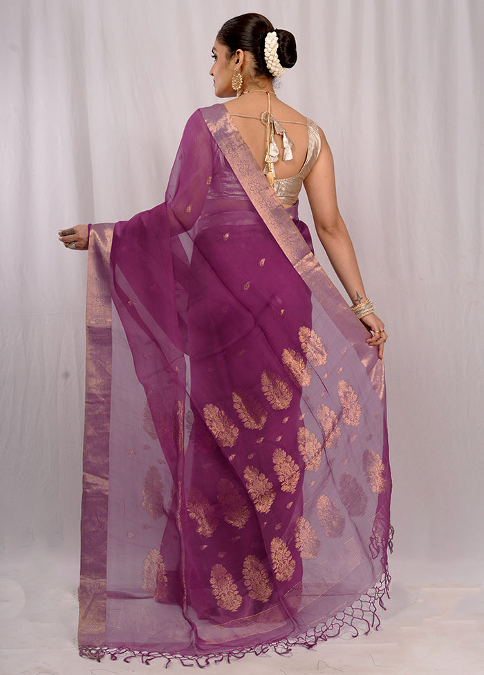 Purple Matka Pure Silk Saree With Blouse Piece - Indian Silk House Agencies