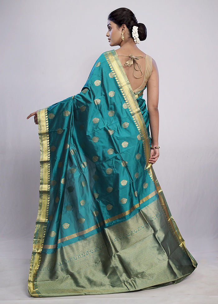 Green Kanjivaram Pure Silk Saree With Blouse Piece - Indian Silk House Agencies