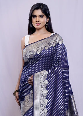 Blue Uppada Silk Saree With Blouse Piece - Indian Silk House Agencies