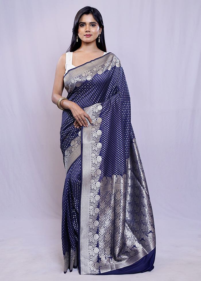 Blue Uppada Silk Saree With Blouse Piece - Indian Silk House Agencies