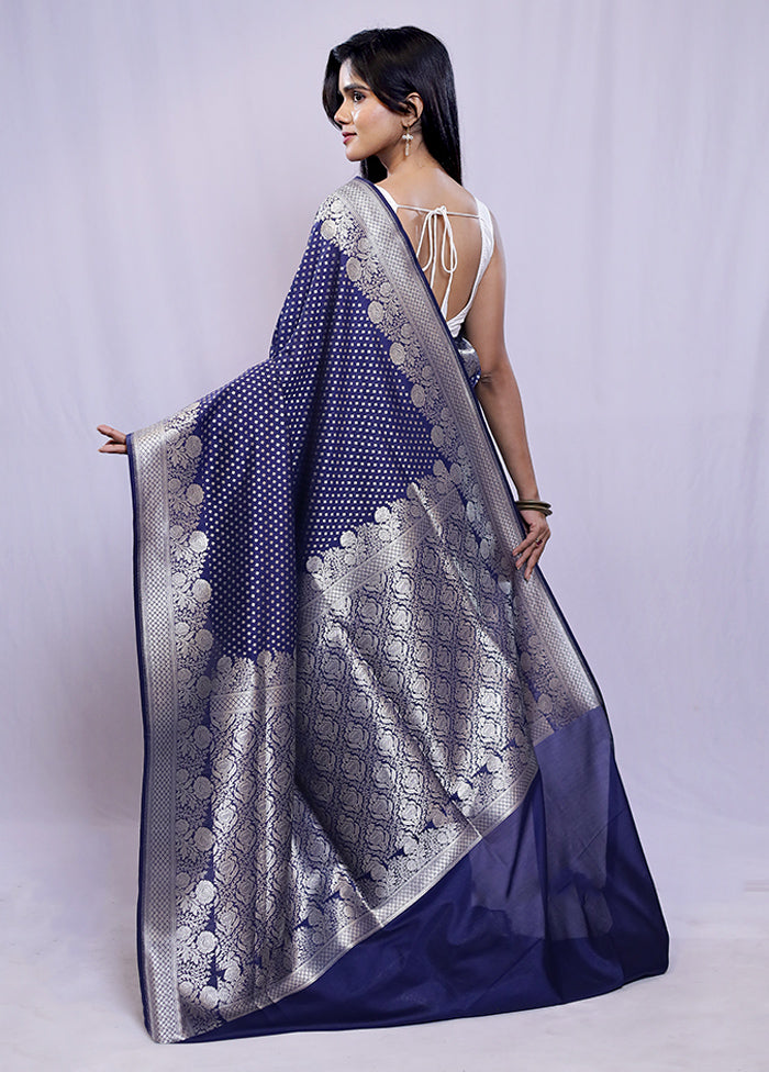 Blue Uppada Silk Saree With Blouse Piece - Indian Silk House Agencies