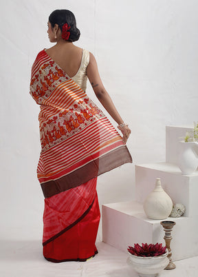 Pink Printed Pure Silk Saree With Blouse Piece - Indian Silk House Agencies