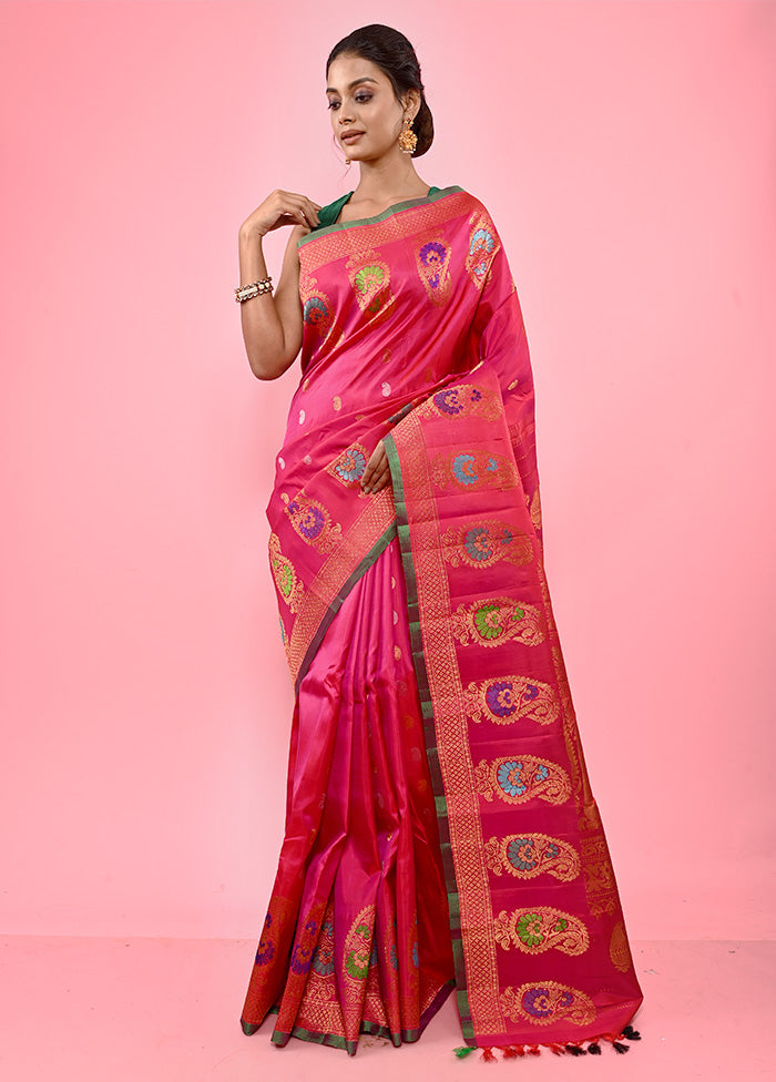 Pink Gadwal Pure Silk Saree Without Blouse Piece - Indian Silk House Agencies