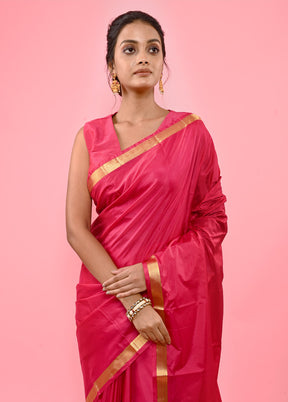 Pink Kanjivaram Silk Saree With Blouse Piece - Indian Silk House Agencies