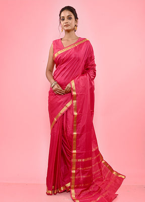 Pink Kanjivaram Silk Saree With Blouse Piece - Indian Silk House Agencies