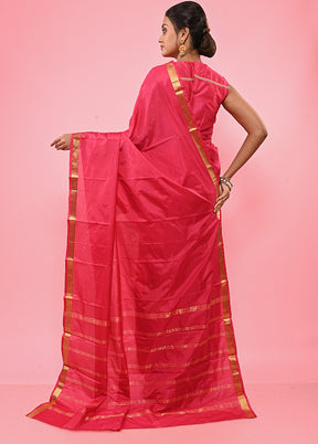 Pink Kanjivaram Silk Saree With Blouse Piece - Indian Silk House Agencies