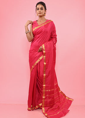 Pink Kanjivaram Silk Saree With Blouse Piece - Indian Silk House Agencies