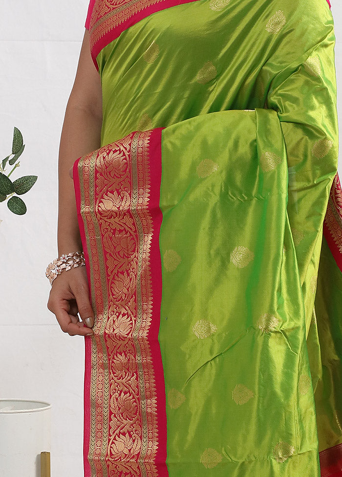 Green Kanjivaram Pure Silk Saree With Blouse Piece - Indian Silk House Agencies