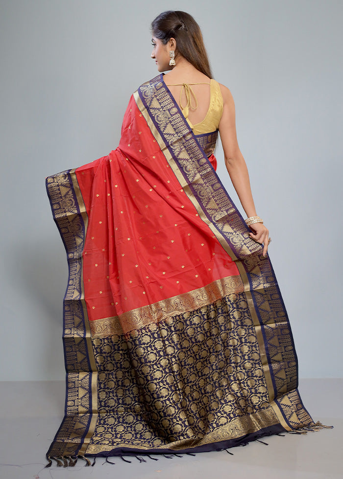 Red Kanjivaram Silk Saree With Blouse Piece - Indian Silk House Agencies