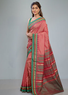 Pink Kanjivaram Silk Saree With Blouse Piece - Indian Silk House Agencies