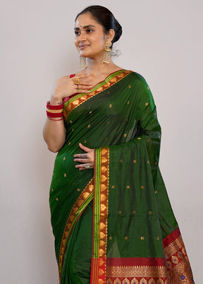 Green Kanjivaram Silk Saree With Blouse Piece - Indian Silk House Agencies