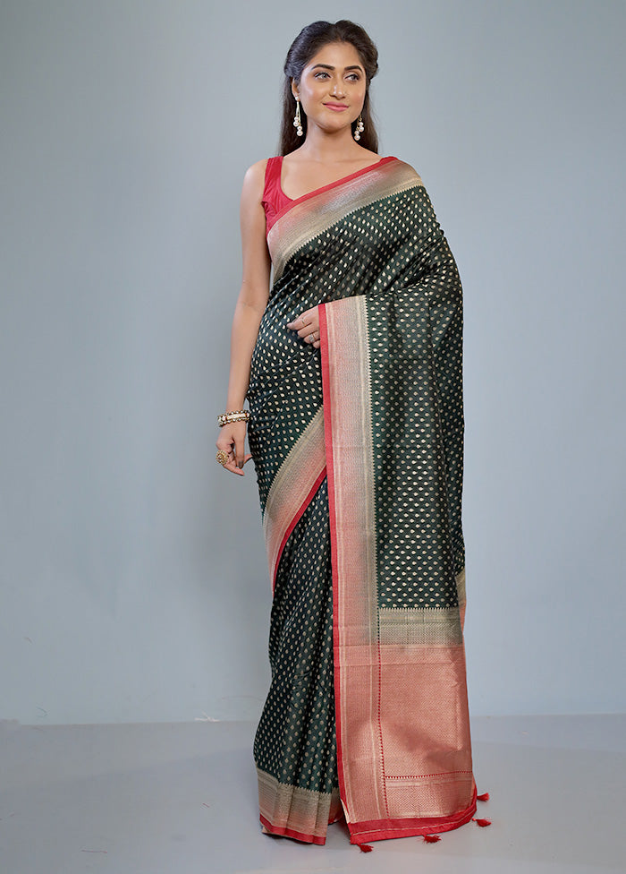 Green Dupion Silk Saree With Blouse Piece - Indian Silk House Agencies