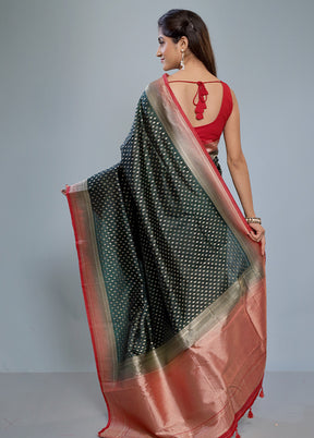 Green Dupion Silk Saree With Blouse Piece - Indian Silk House Agencies