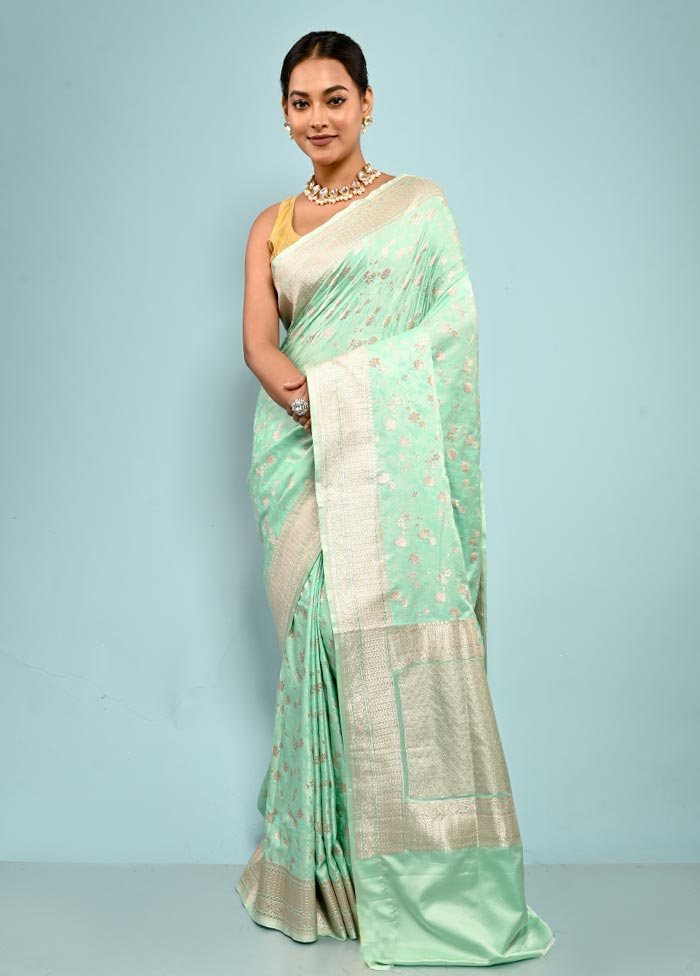 Green Tanchoi Banarasi Silk Saree With Blouse Piece - Indian Silk House Agencies