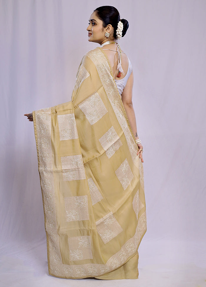 Cream Tussar Silk Saree With Blouse Piece - Indian Silk House Agencies