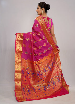 Purple Kanjivaram Silk Saree With Blouse Piece - Indian Silk House Agencies