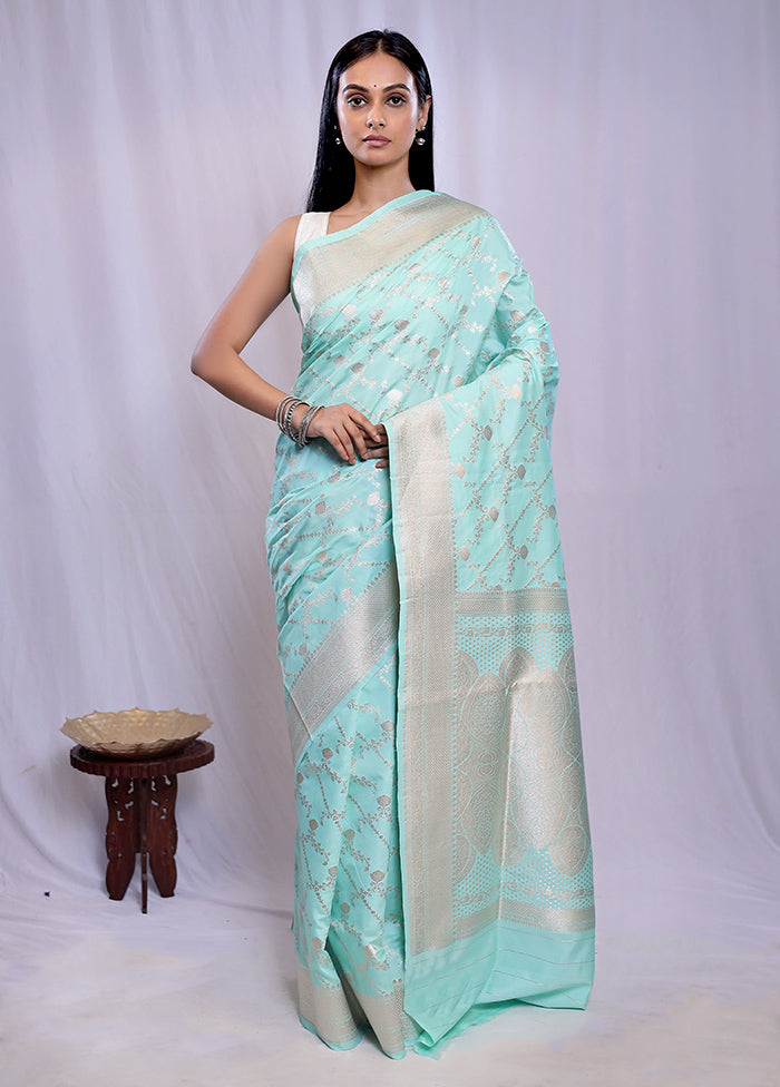 Green Banarasi Silk Saree With Blouse Piece - Indian Silk House Agencies