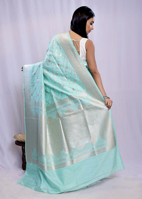 Green Banarasi Silk Saree With Blouse Piece - Indian Silk House Agencies