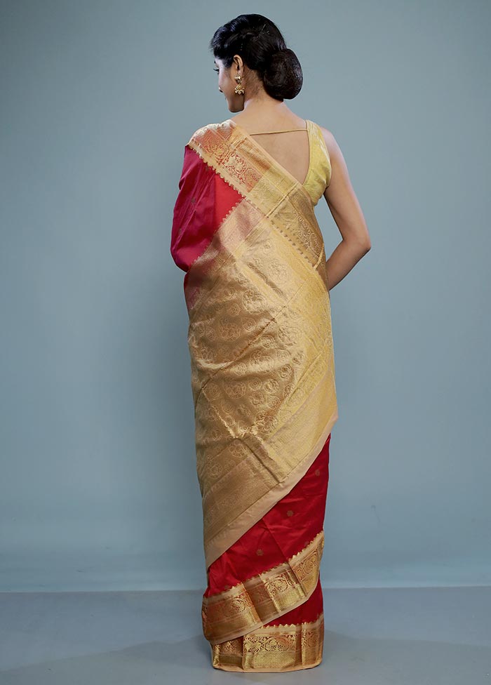 Pink Kanjivaram Silk Saree With Blouse Piece - Indian Silk House Agencies