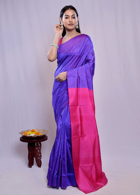 Purple Katan Silk Saree With Blouse Piece - Indian Silk House Agencies