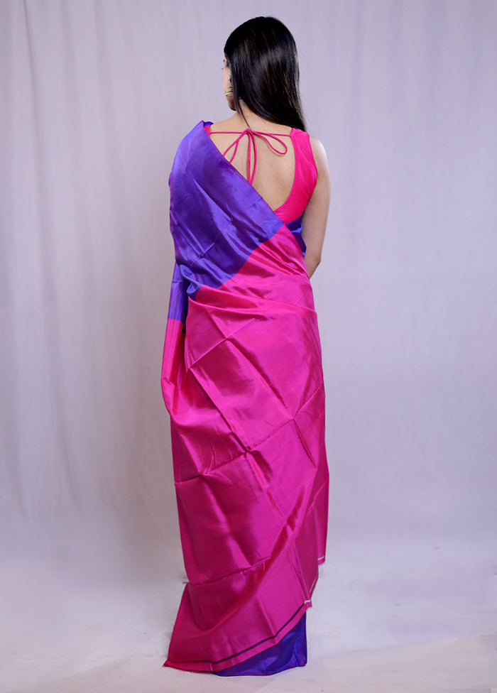 Purple Katan Silk Saree With Blouse Piece - Indian Silk House Agencies