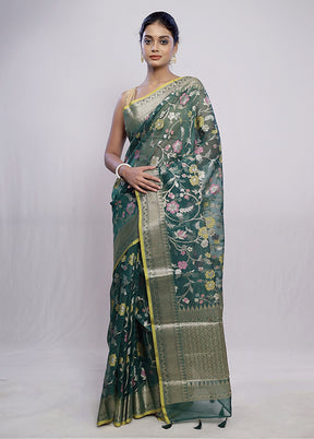 Green Kora Silk Saree With Blouse Piece - Indian Silk House Agencies