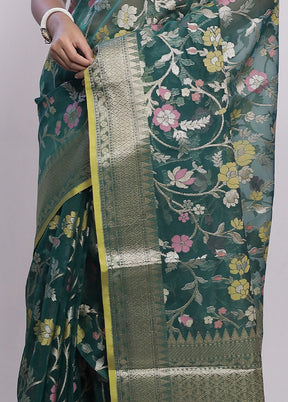 Green Kora Silk Saree With Blouse Piece - Indian Silk House Agencies