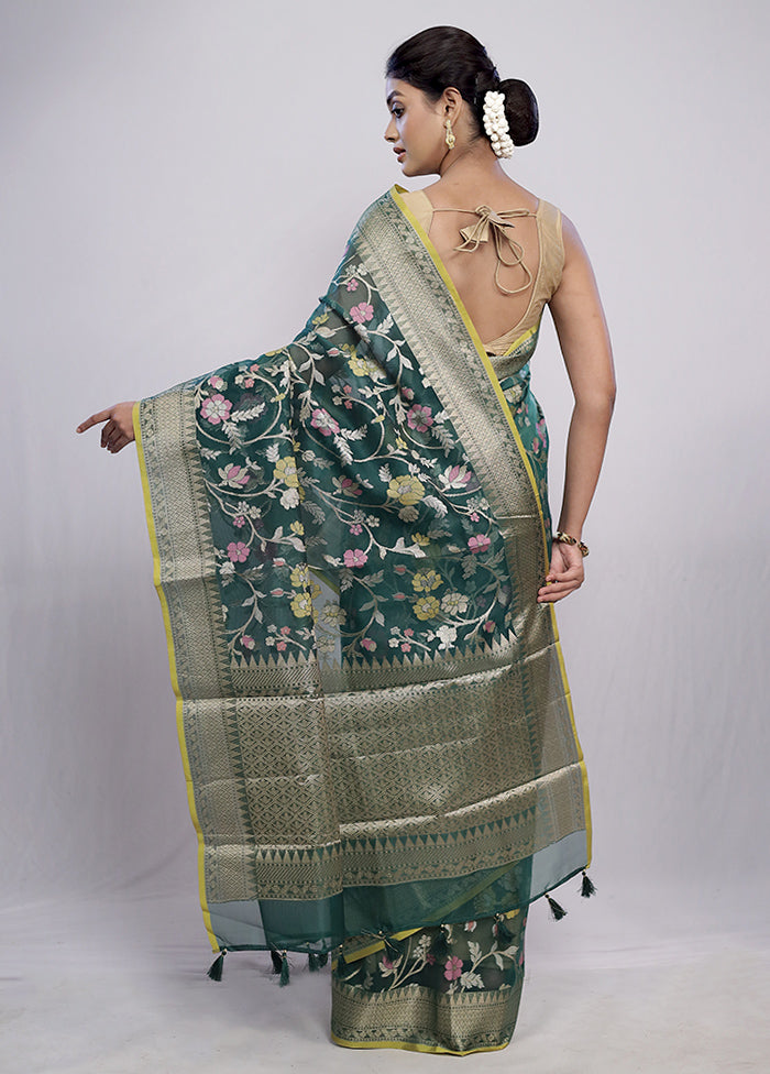 Green Kora Silk Saree With Blouse Piece - Indian Silk House Agencies