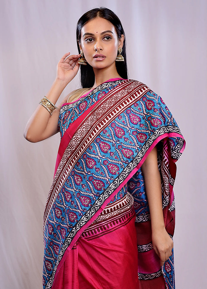 Multicolor Printed Pure Silk Saree With Blouse Piece - Indian Silk House Agencies