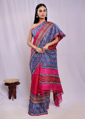 Multicolor Printed Pure Silk Saree With Blouse Piece - Indian Silk House Agencies