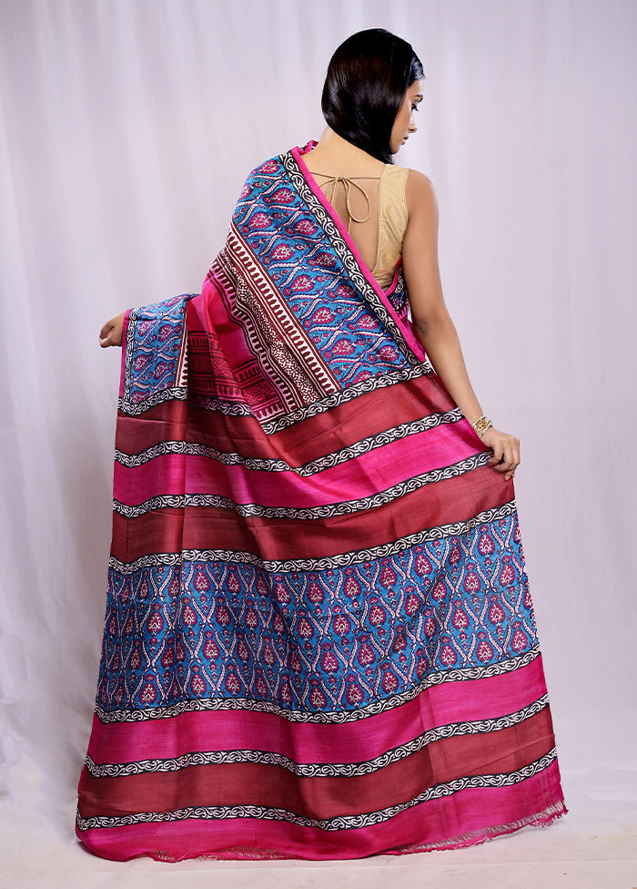 Multicolor Printed Pure Silk Saree With Blouse Piece - Indian Silk House Agencies