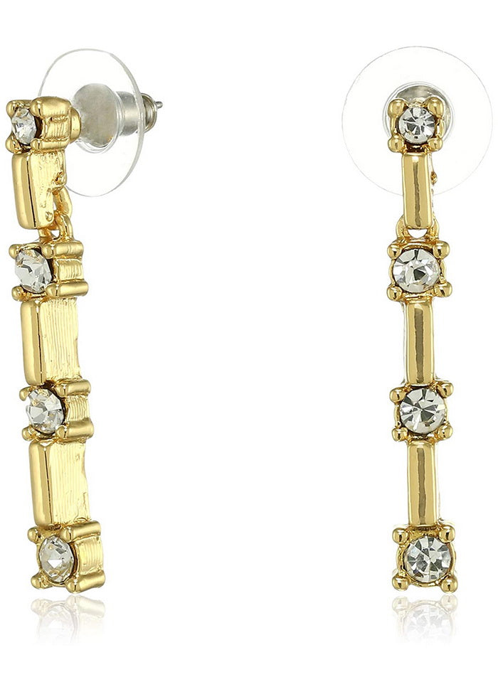 Estele Zinc Alloy 24 Kt Gold Plated Solitaire Line Drop Earrings for Girls - Indian Silk House Agencies