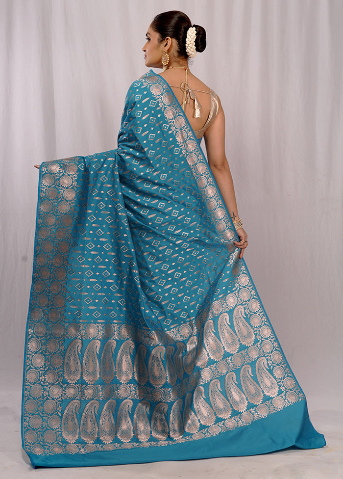 Blue Uppada Silk Saree With Blouse Piece - Indian Silk House Agencies