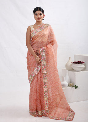 Rust Pure Organza Saree With Blouse Piece - Indian Silk House Agencies