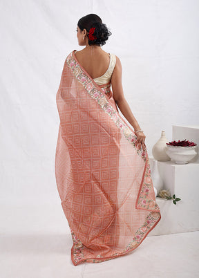 Rust Pure Organza Saree With Blouse Piece - Indian Silk House Agencies
