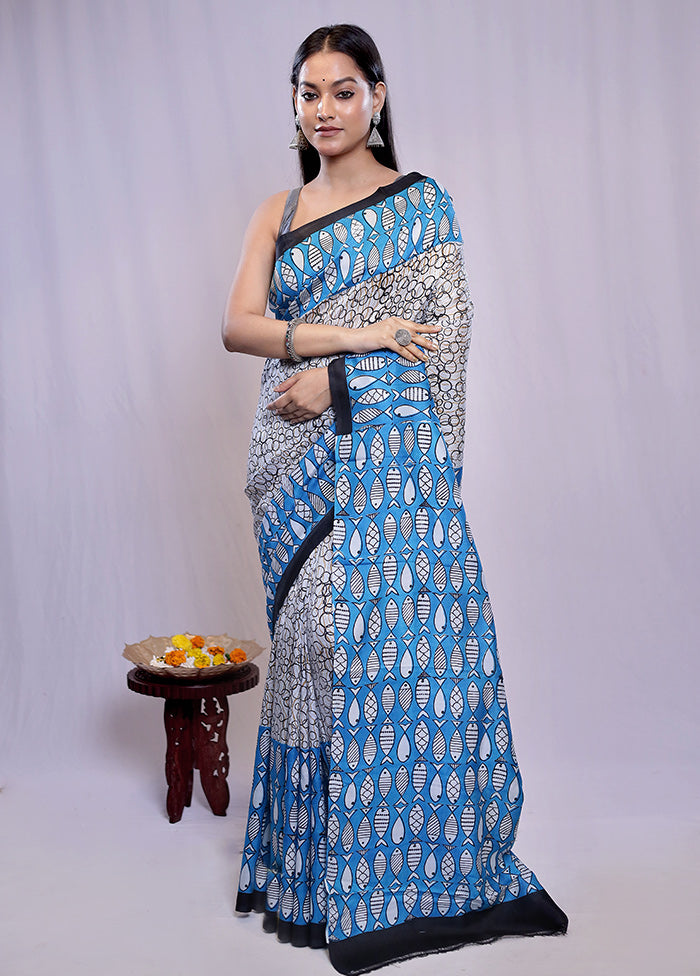 Multicolor Printed Pure Silk Saree With Blouse Piece - Indian Silk House Agencies