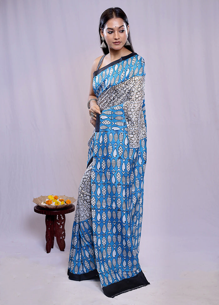 Multicolor Printed Pure Silk Saree With Blouse Piece - Indian Silk House Agencies