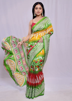 Multicolor Printed Pure Silk Saree With Blouse Piece - Indian Silk House Agencies