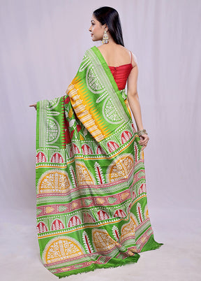 Multicolor Printed Pure Silk Saree With Blouse Piece - Indian Silk House Agencies