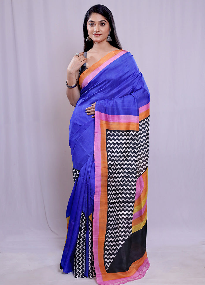 Multicolor Printed Pure Silk Saree With Blouse Piece - Indian Silk House Agencies