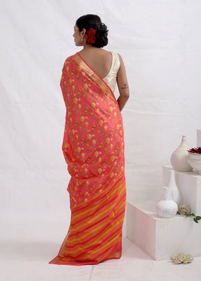 Pink Printed Pure Silk Saree With Blouse Piece - Indian Silk House Agencies